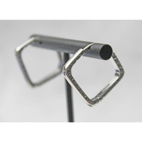 Sterling Silver 925 Diamond Shaped Earrings with Pave Rhinestones E51 - Picture 2 of 3